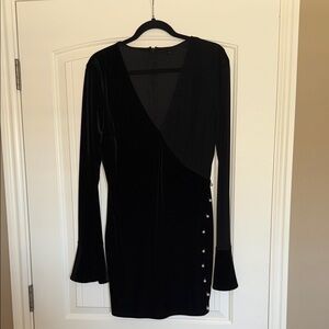 REVOLVE Black Long Sleeve Dress with Pearl Accents